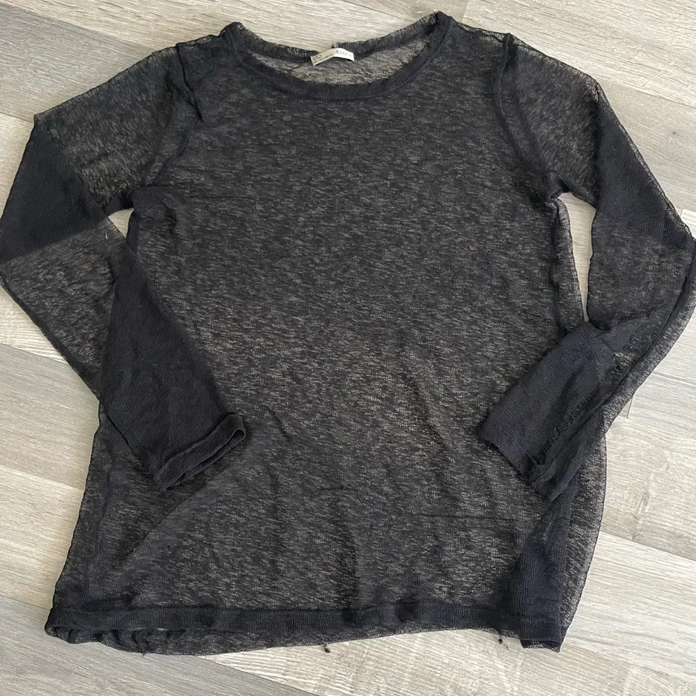 Zara Black Sheer Knit Long Sleeve Top - Picture 1 of 4